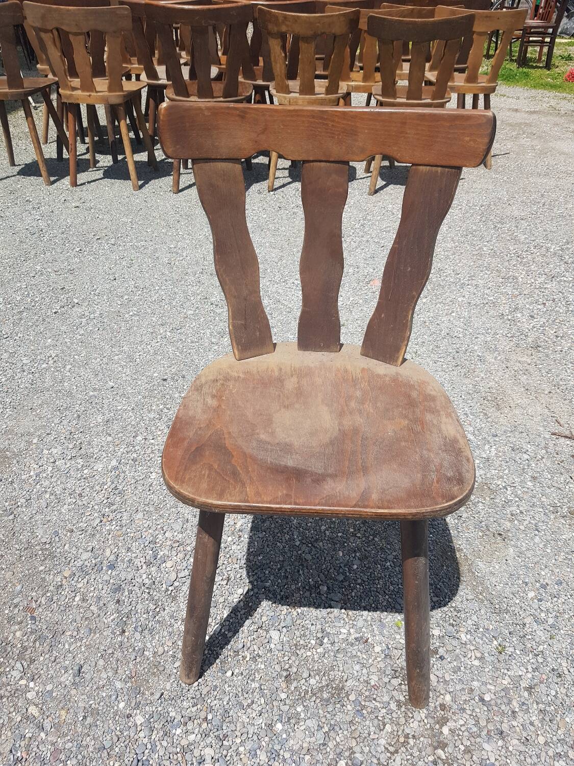 Old bistro chairs in solid oak wood