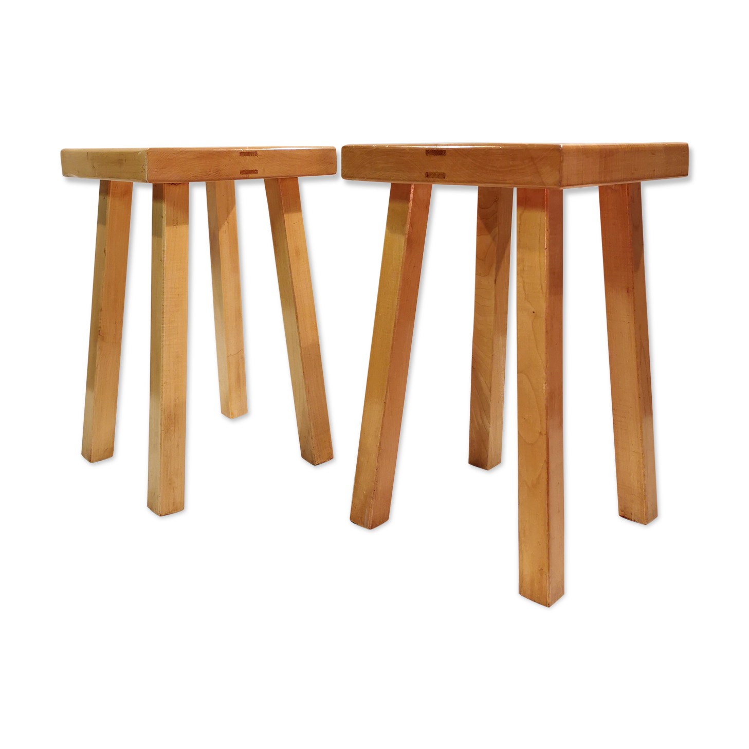 Duo de tabourets de fabrication artisanale 1970