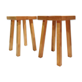 Duo de tabourets de fabrication artisanale 1970