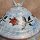 Antique Gien soup tureen with blue thistle decoration, ironstone.