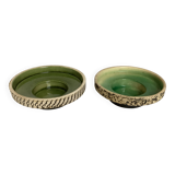Pair of green ceramic candlesticks