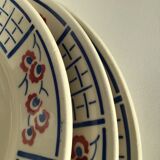 4 Flat plates Badonviller blue and dark red