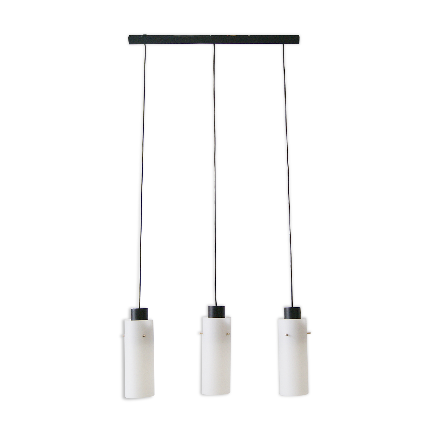 Three-arm pendant lamp made of opaline glass and metal, cascade lamp, minimalist lighting