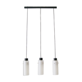 Suspensions à trois bras en verre opaline et métal