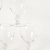 Set of 5 small wine glasses with intricately carved stems, in engraved crystal, Art No.