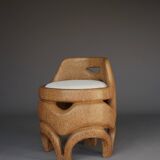 Organic Sculptural hand-crafted palm wood Side Chair, 1970s