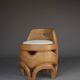 Chaise d'appoint en bois de palmier sculptée et fabriquée à la main, années 1970