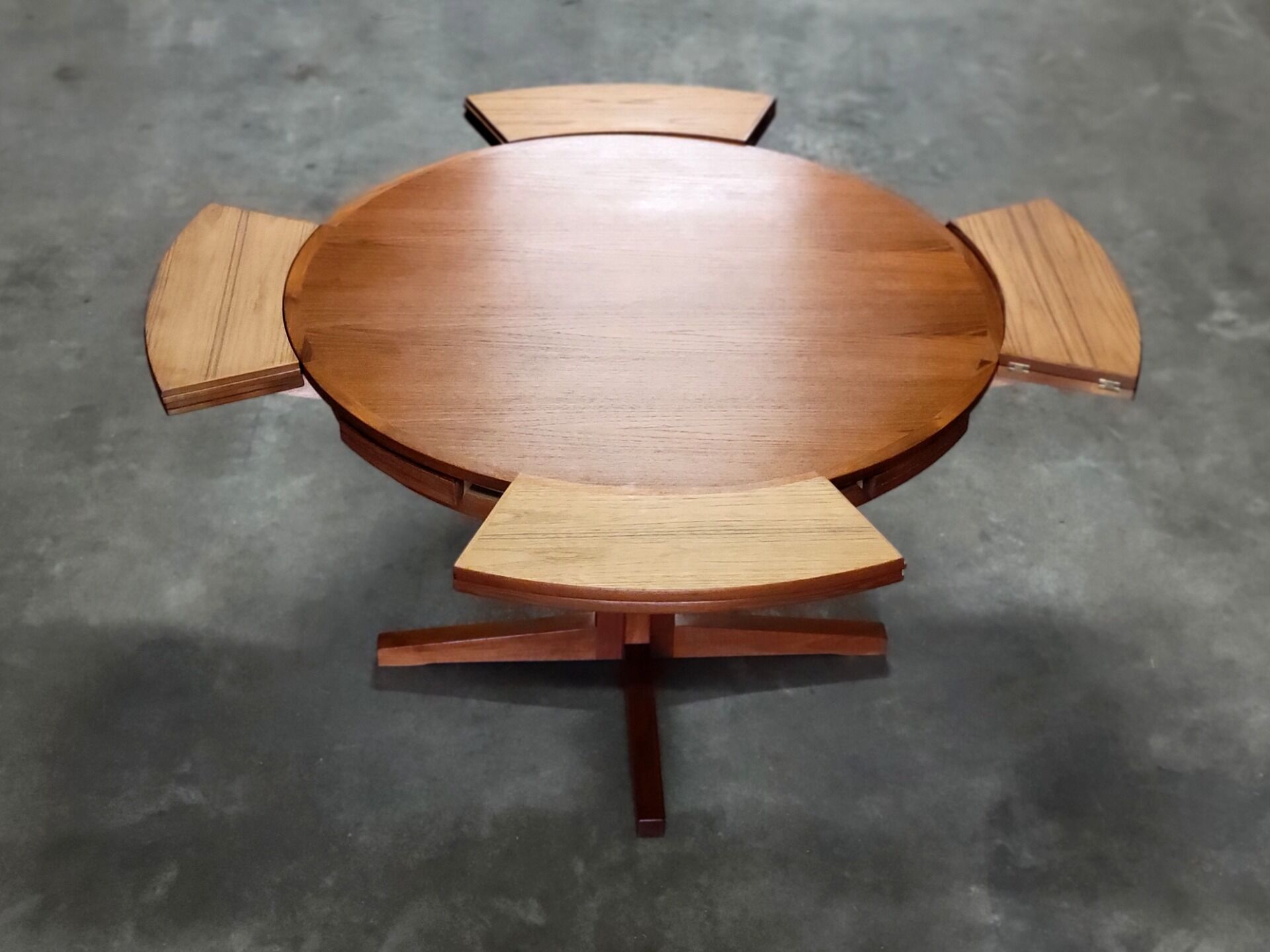 Dyrlund Flip Flap Lotus dining table in teak Denmark 1960