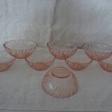 8 rosaline cups arcoroc twisted pink glass