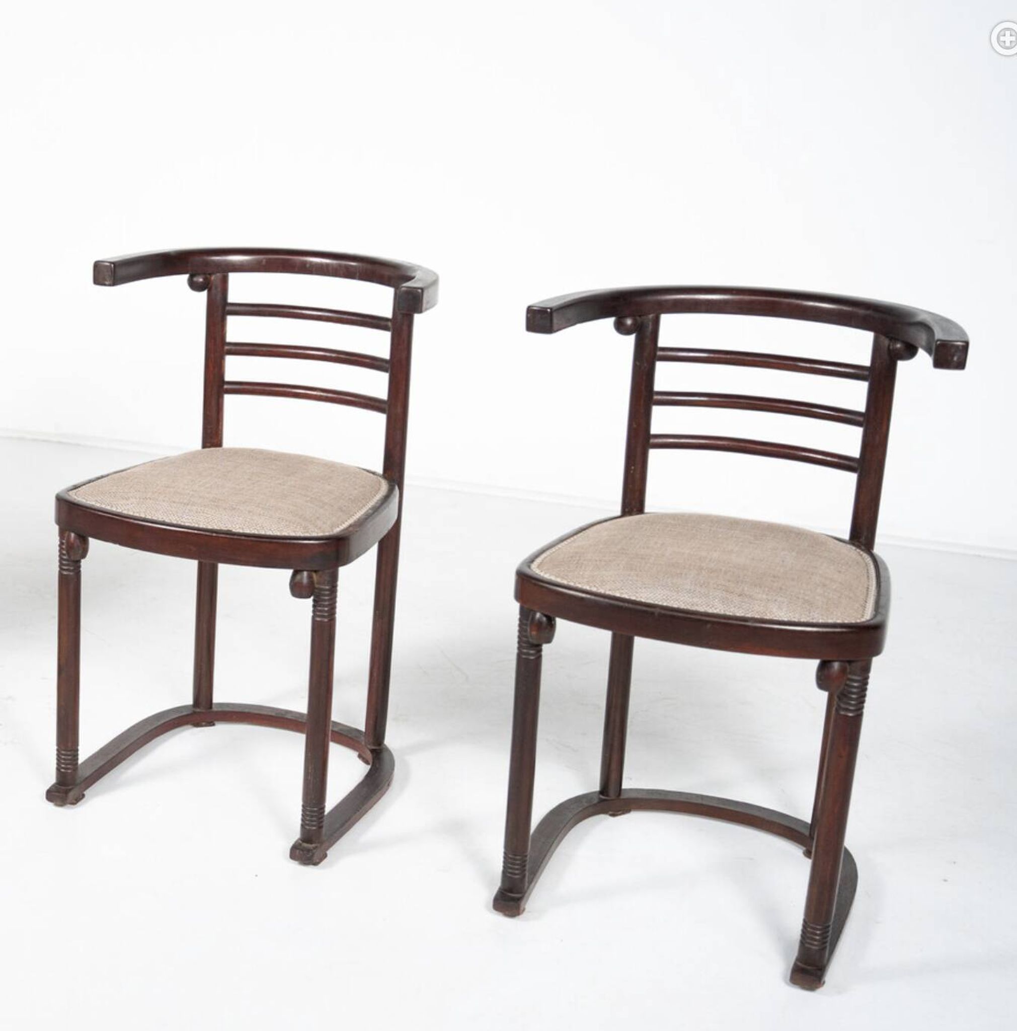 Mid-Century Modern Pair of Fledermaus Armchairs by Joseph Hoffman, Vienna, 1900s