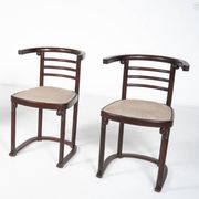 Mid-Century Modern Pair of Fledermaus Armchairs by Joseph Hoffman, Vienna, 1900s