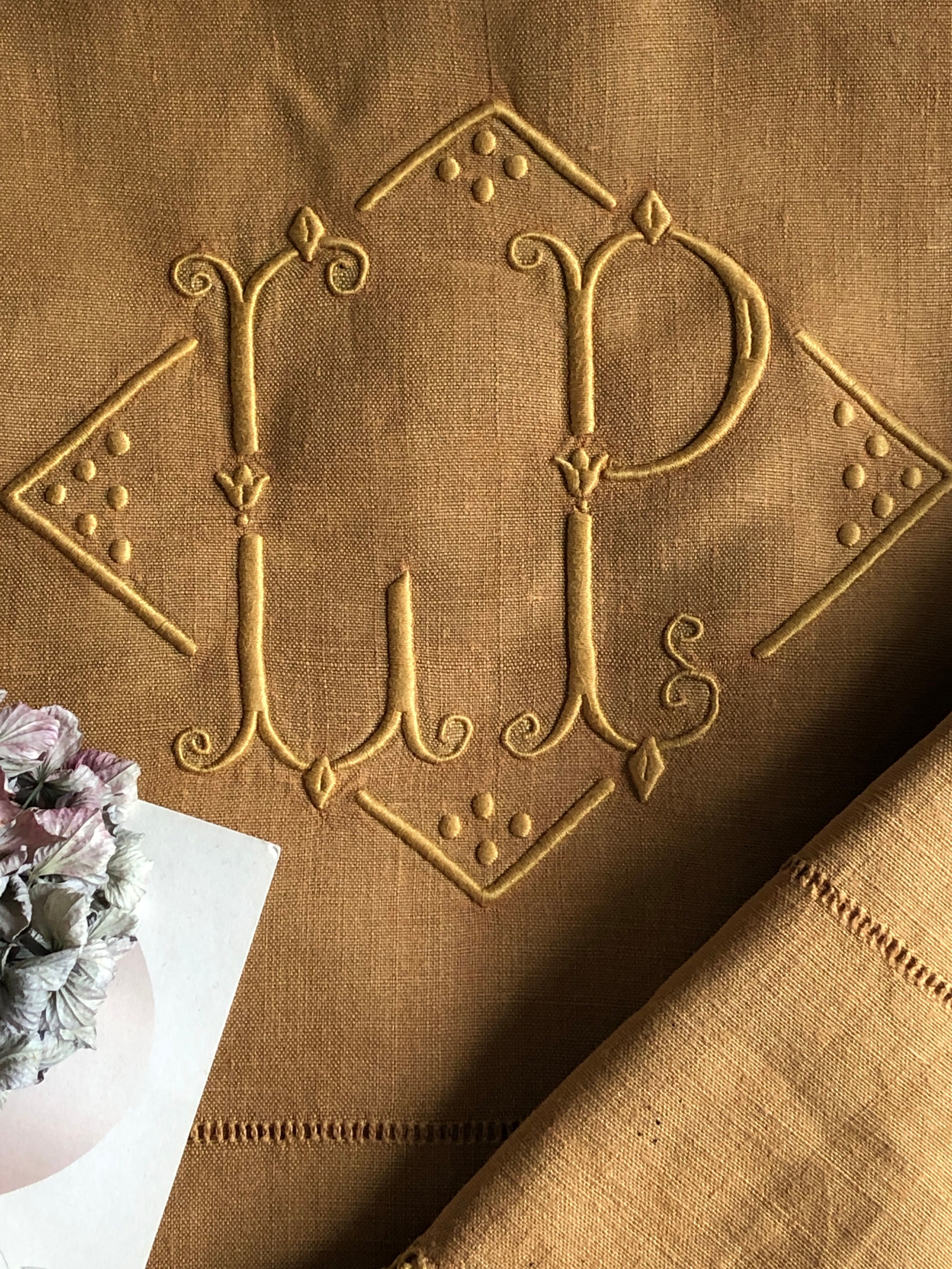 Ancient drap in pure lin washed vermeil