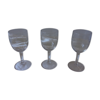3 engraved crystal liqueur glasses