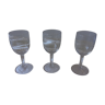 3 engraved crystal liqueur glasses