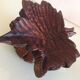 Brutalist wooden candlestick shaped vine leaf /vintage 60s-70s