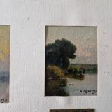 Henri Jacques Delpy (1877-1957) - Three oils on cardboard in the same frame - Landscapes
