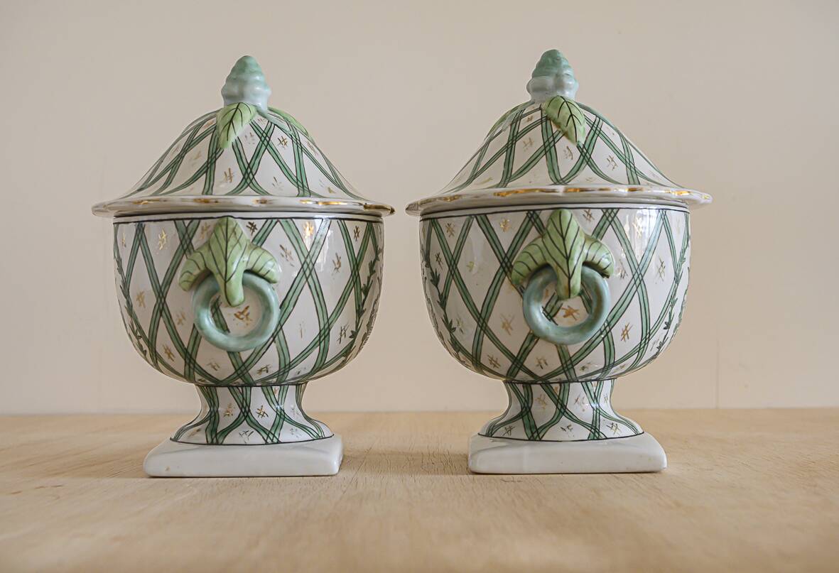 Covered vases or decorative urns, porcelain Central Europe 19th century