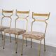 4 chaises en fer doré et tissu fleuri, Espagne, années 1980