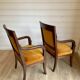 2 vintage style Directoire or Empire armchairs / cabriolets – orange velvet