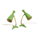 Pair of beautiful green Mid Century Modern Diabolo crow's foot table lamps