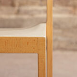 Lot of 4 chairs in solid beech, seated and back restored