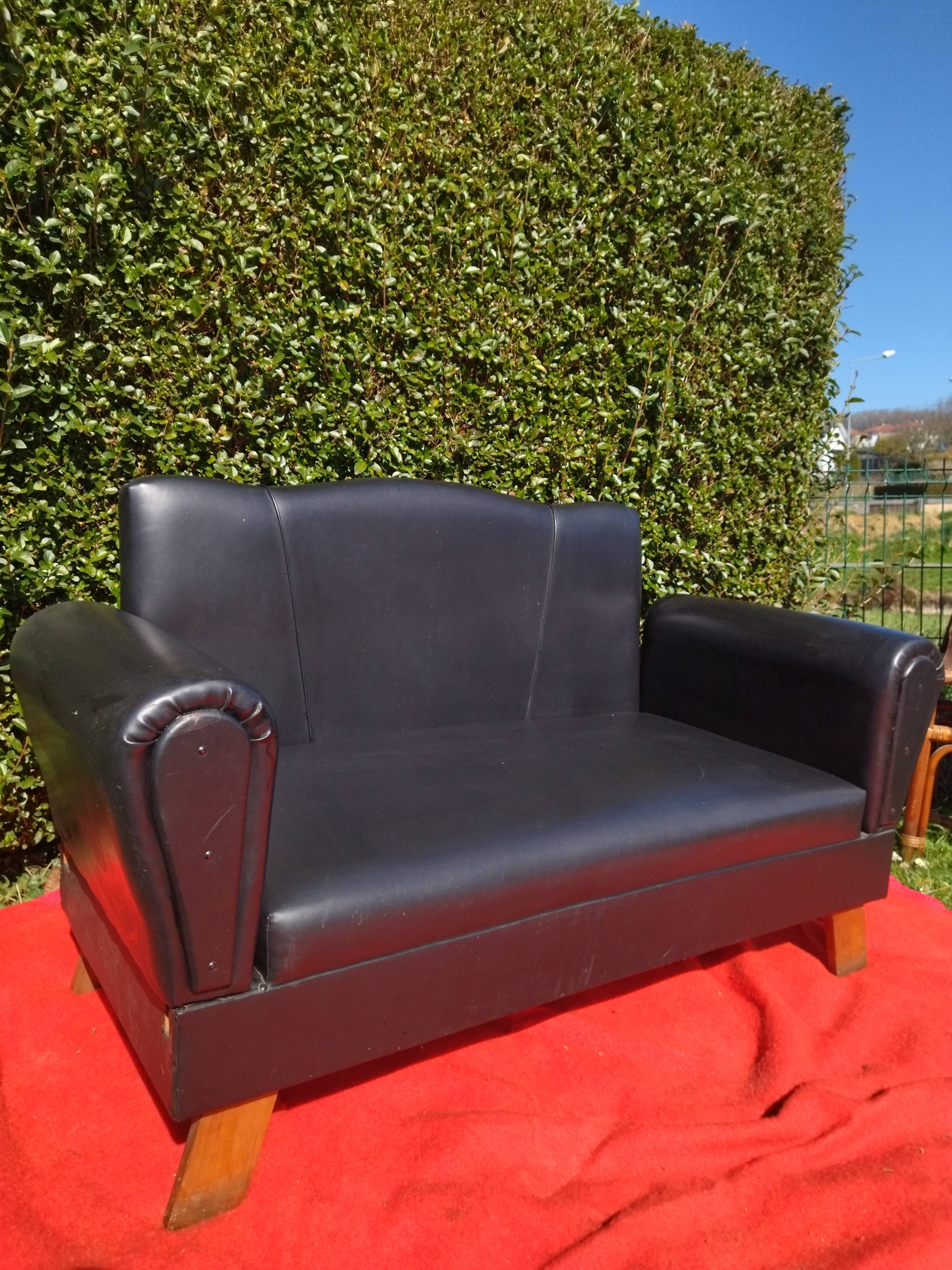 Vintage leather bench, modular