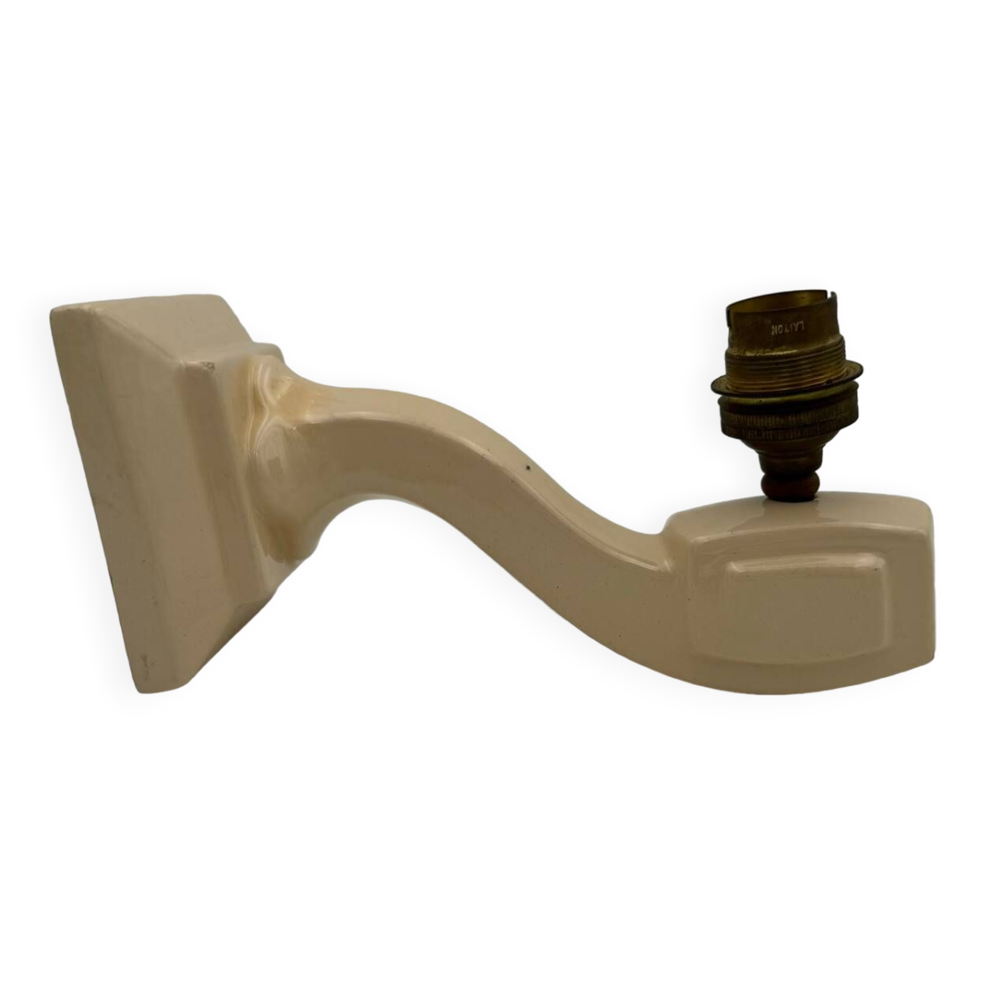 Vintage earthenware wall light, ivory white