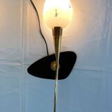 Maison Arlus Pair of brass and black wall sconces, France Mid-Century