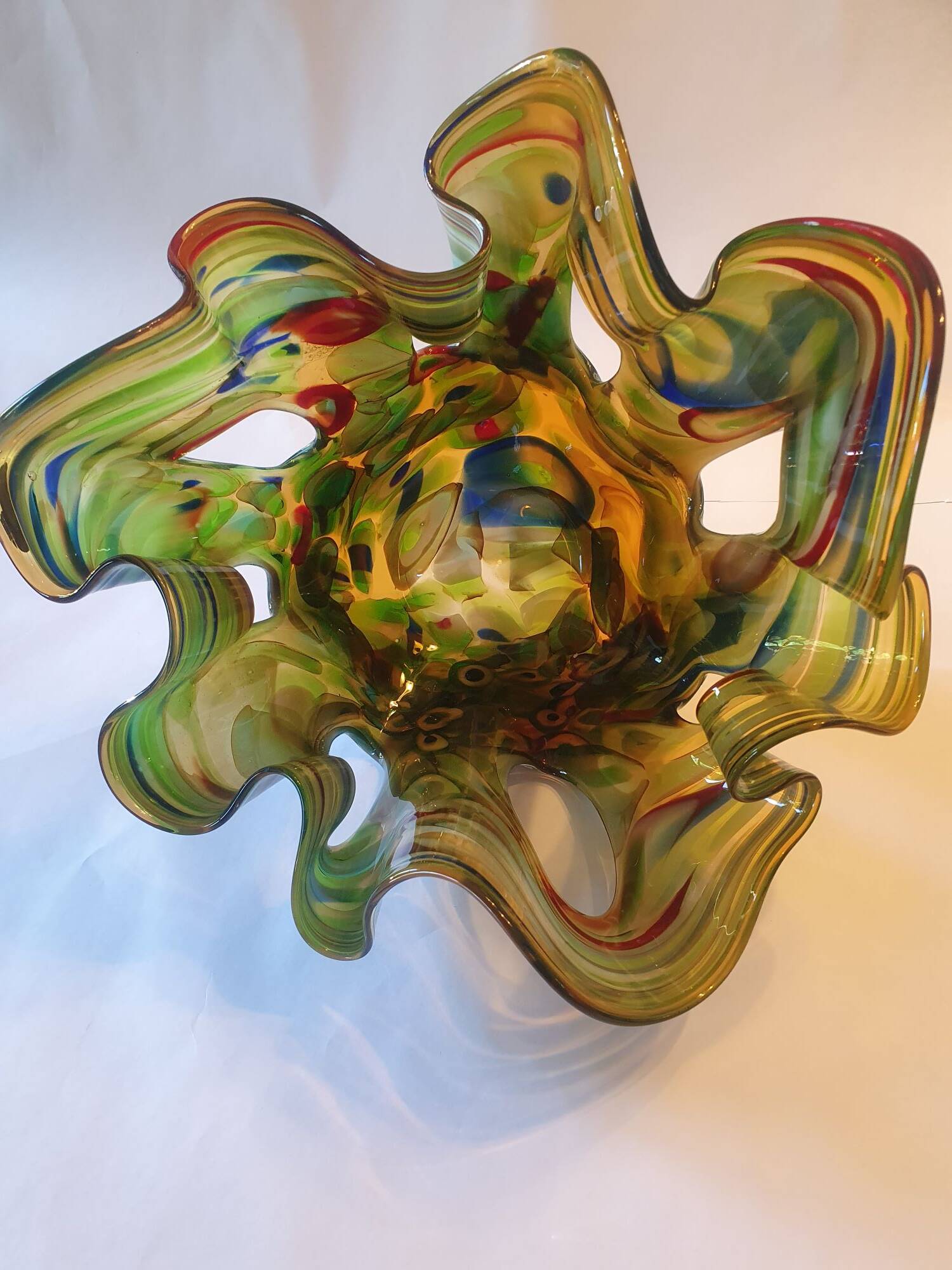 Large Makora handmade glass vase from the 70s