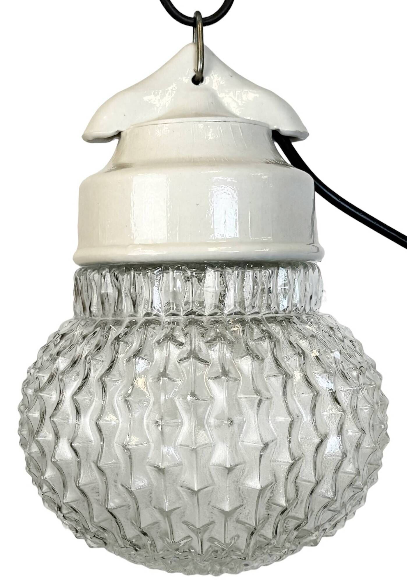 Vintage White Porcelain Pendant Light, 1970s