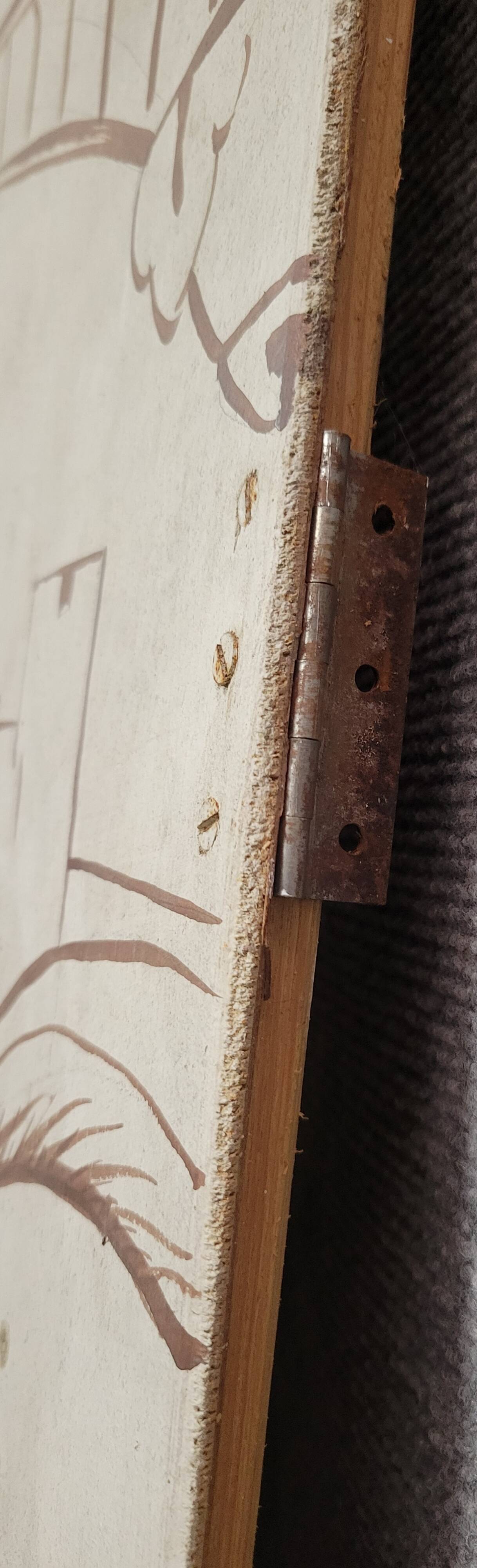 Two-leaf screen depicting a historical figure and symbols