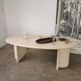 Oval coffee table in travertine, marble from the 70s/80s