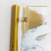 Murano glass wall lamp in white and pale-blue on brass backplate - J.T. Kalmar, 1960s
