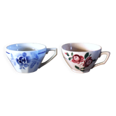 2 tasses Digoin Sarreguemines fleurs roses et bleues