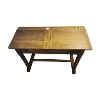 Old centenary school desk in solid wood and carved legs 120 x 58 x 80 (max height)