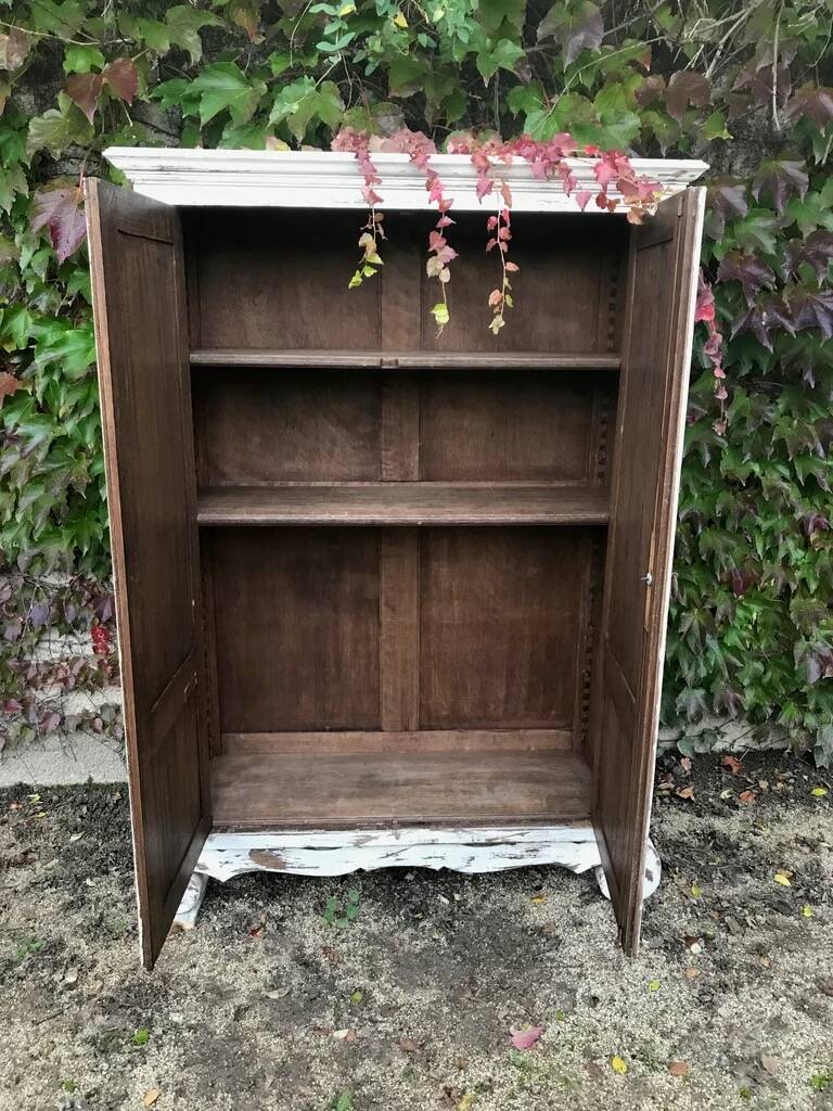 Rustic whitewashed wood cabinet