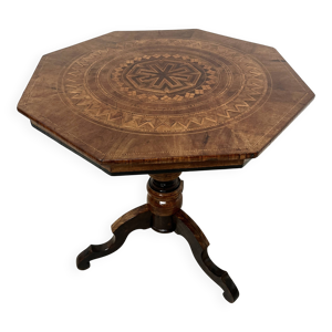 Guéridon octogonal en - marqueterie