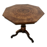 Octagonal pedestal table in marquetry, Italy, 19th century