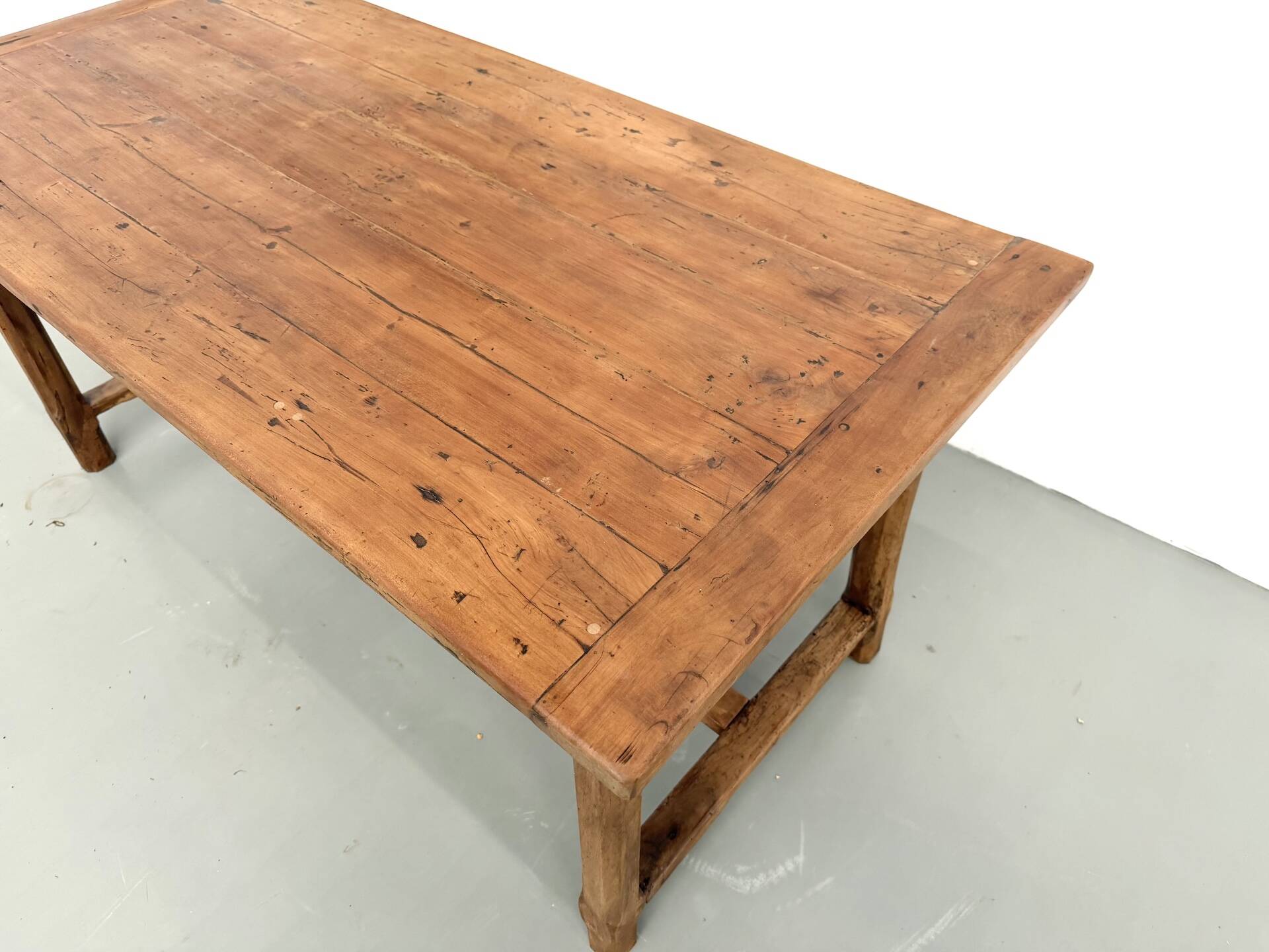 Farm table in solid cherry wood, one drawer, 1950s.