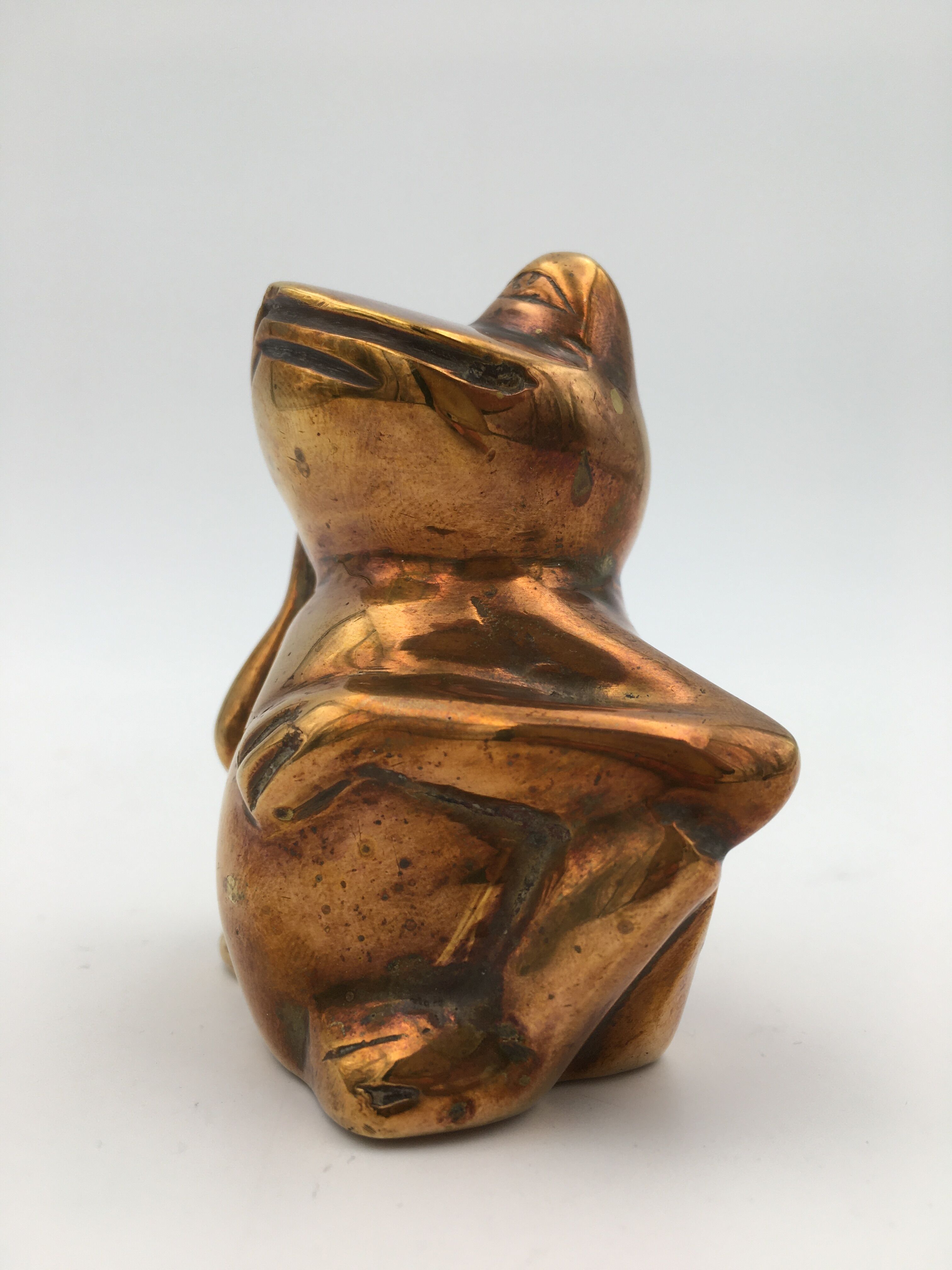 Vintage brass frog figure - 1970s