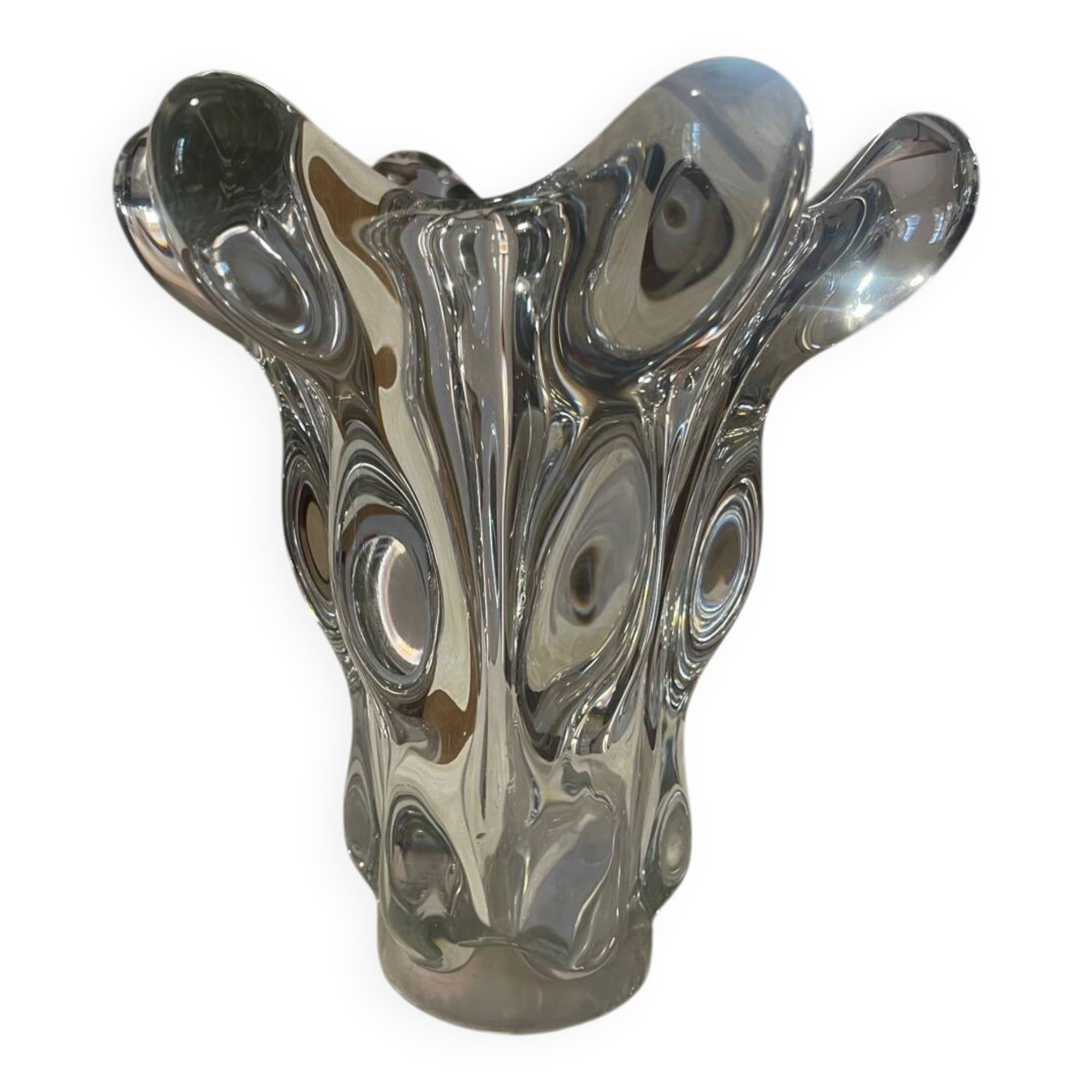 "Giraffe" vase in crystal – Vannes Crystal Works – 26.5 cm