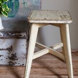 Old workshop stool in patinated solid wood