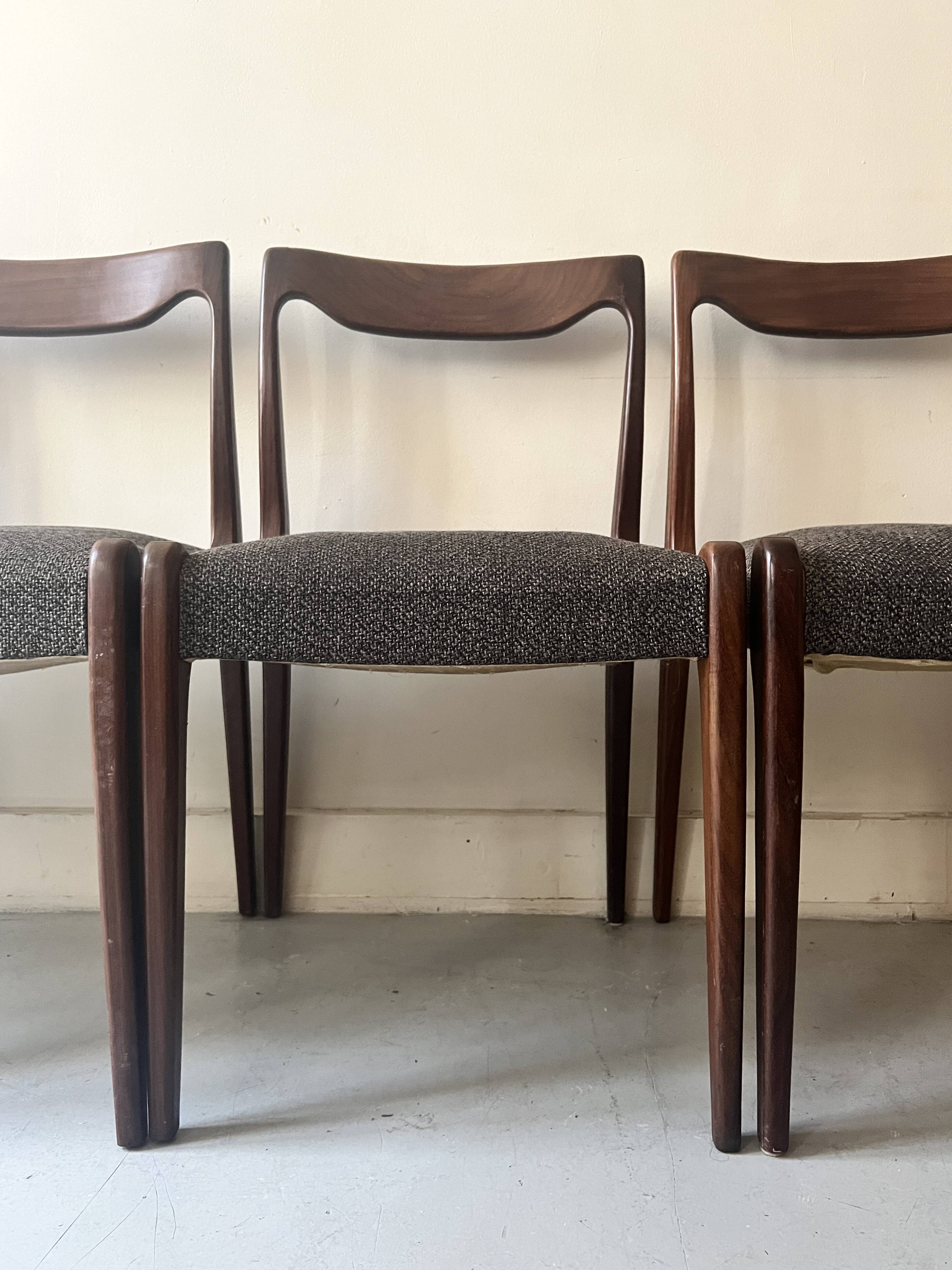 Set of 4 Scandinavian teak chairs by Niels Otto Moller, Denmark 1950.