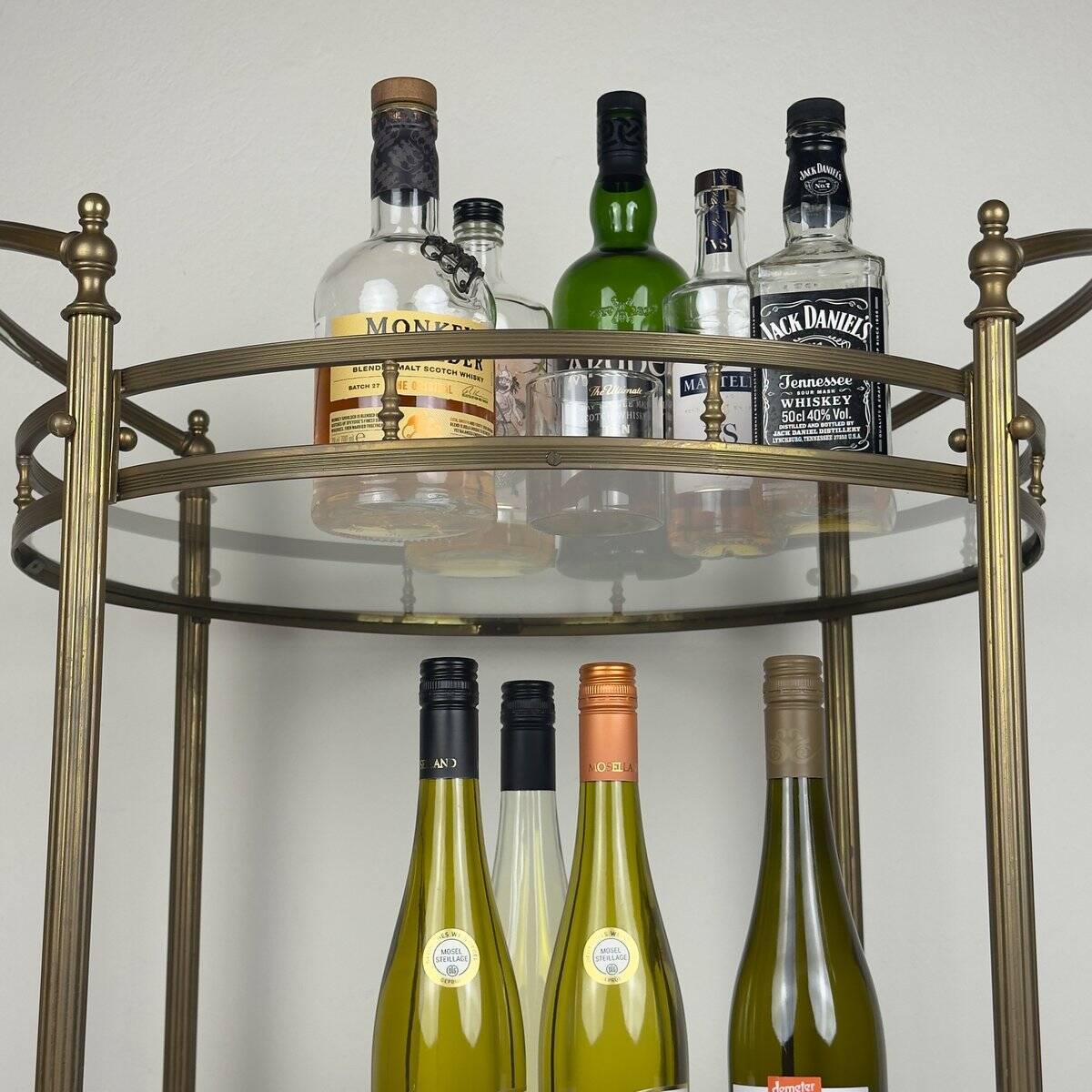 Vintage French brass bar cart, 1950s