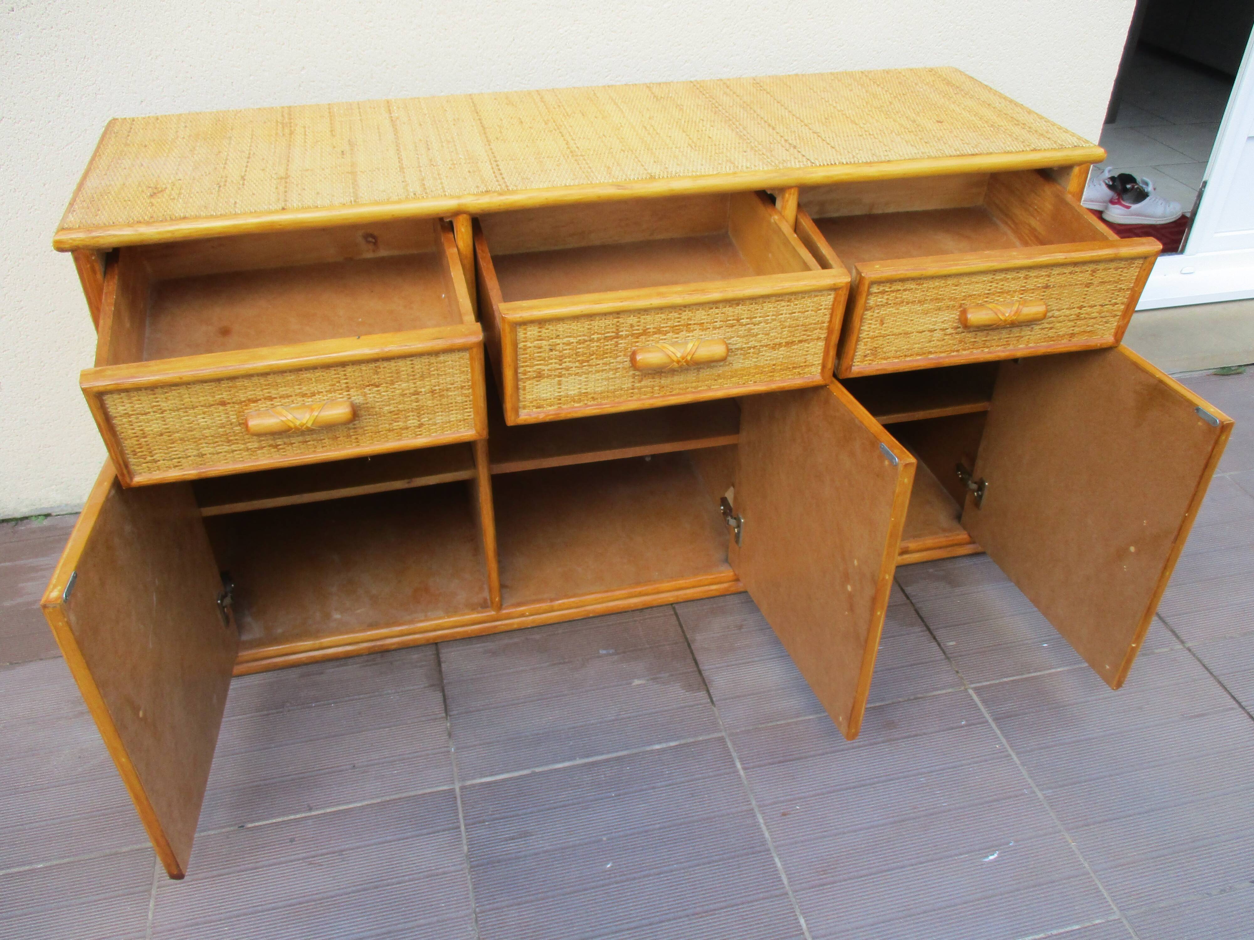 Vintage buffet in rattan 70/80s