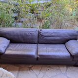 Roche Bobois brown leather sofa