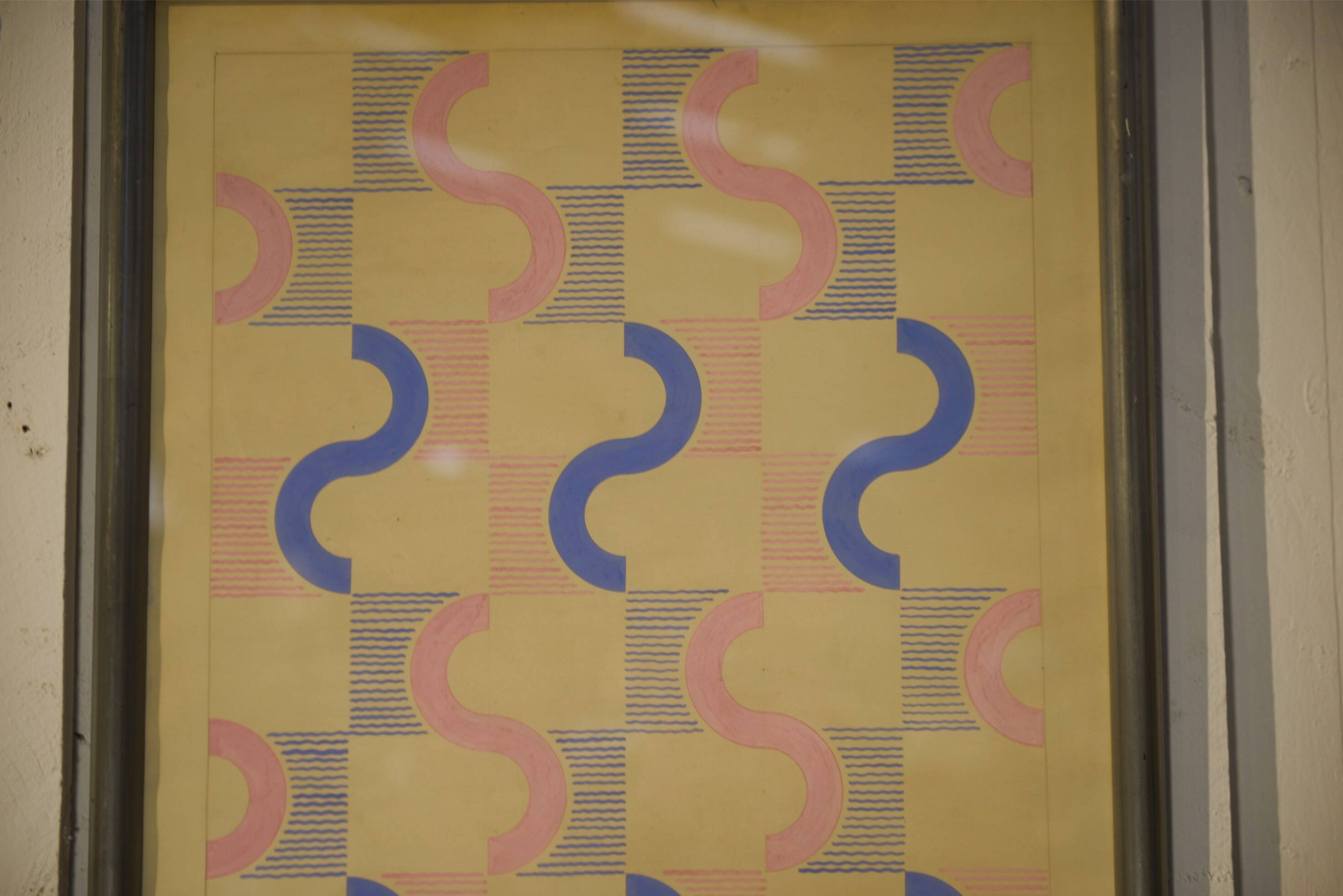 Gouache on paper original unique modernist work by Jean Boris Lacroix 1940s