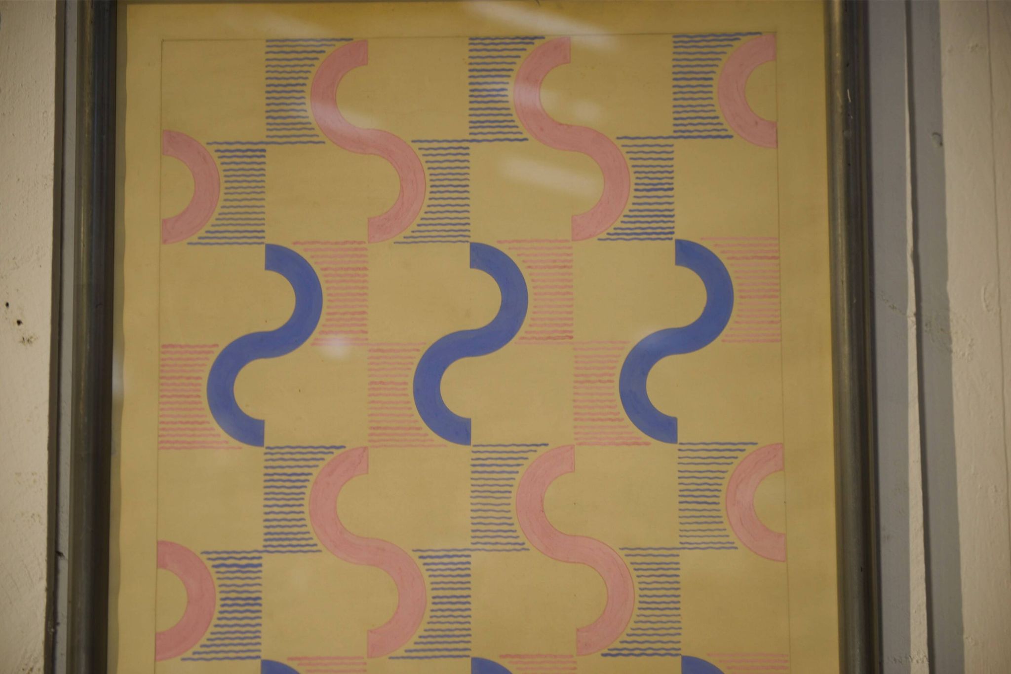 Gouache on paper original unique modernist work by Jean Boris Lacroix 1940s