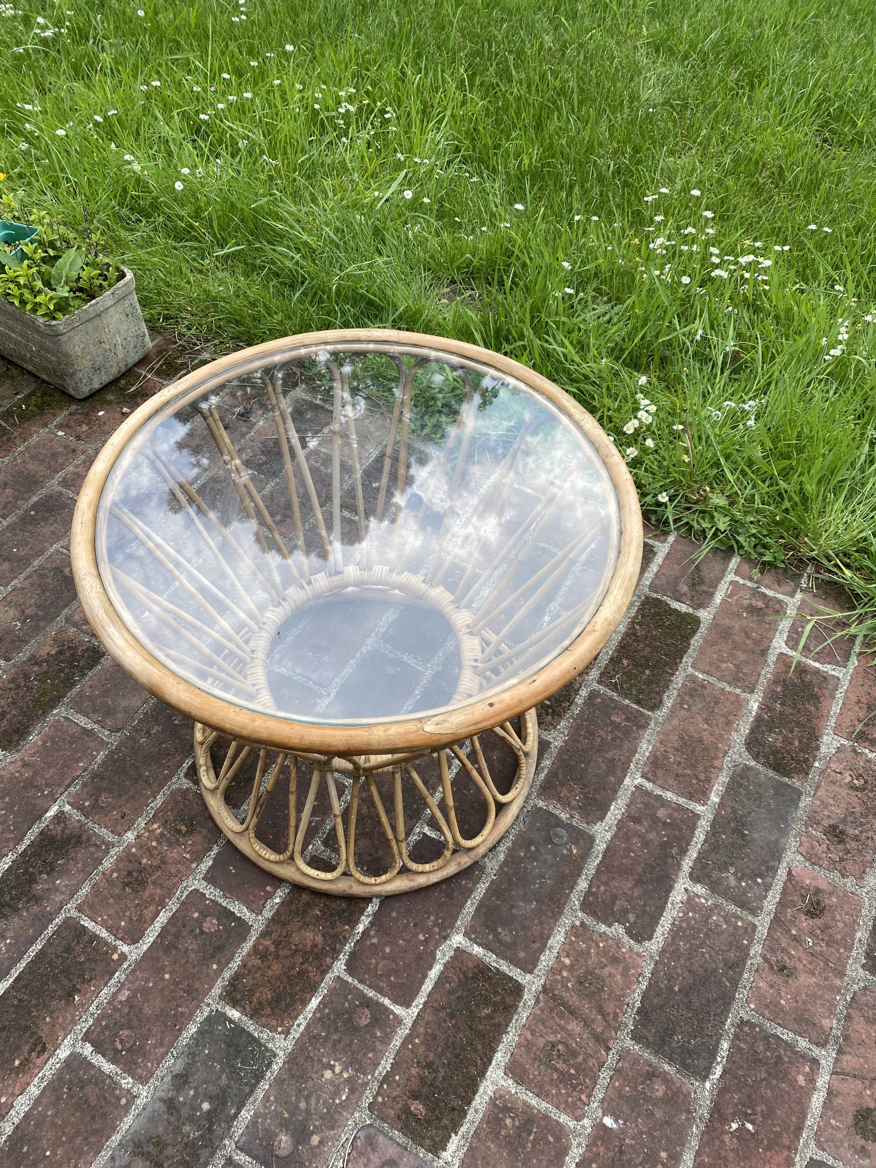 Rattan coffee table and glass top