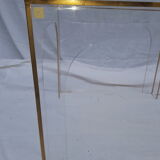 Coffee table in plexiglas, brass, marked ffr-usa, Jegab Sweden